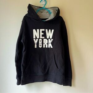 🌼 5/$20 New York Graphic Hoodie Black Youth Size 7/8 by Sears Cozy Athleisure